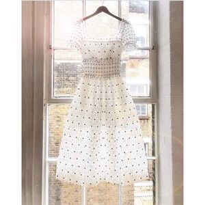 Self-Portrait Short Sleeve Hibiscus Guipure Dress
